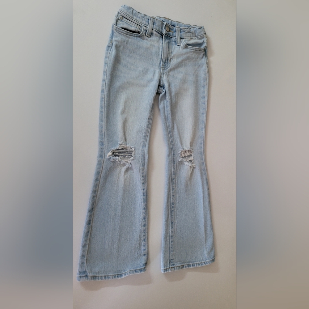 Old Navy High-Waisted Built-In Tough Ripped Flare Jeans for Girls Size 8
